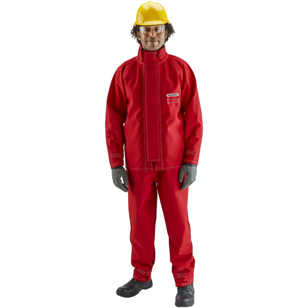 Rain & Chemical Resistant Jacket: X-Large, Red, 42-46" Chest, Polyester