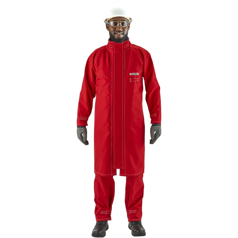 Rain & Chemical Resistant Coat: 4X-Large, Red, 52-55" Chest, Polyester