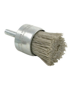 1/2″ Diameter × 1/4″ Shank Diameter × 7/8″ Trim Length, 0.035″ Abrasive Nylon Bristle, Aluminum Oxide, Solid End Brush