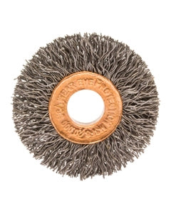 2″ Diameter × 3/8″ Width, Stainless Steel, 0.006″ Crimped Bristle, Wheel Brush