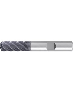 Corner Radius End Mill; 1/2″ Dia. × 1″ LOC × 1/2″ Shank Dia. × 3″ OAL ; 5 FL ; Carbide ; AlCr ; 0.02″ R
