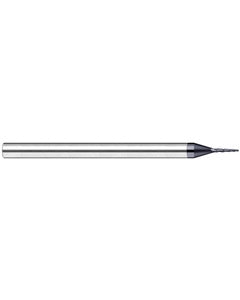1/64″ Dia. × 5/64″ LOC × 1/8″ Shank Size × 1-1/2″ OAL, 3 Flute, 10 Degrees Body Half Taper Angle, Carbide, AlTiN Nano, Ball, Tapered End Mill
