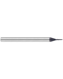 1/64″ Dia. × 1/32″ LOC × 1/8″ Shank Size × 1-1/2″ OAL, 3 Flute, 15 Degrees Body Half Taper Angle, Carbide, AlTiN Nano, Square, Tapered End Mill