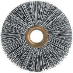 Brush Research Mfg. - 3-1/2" OD, 1/2" Arbor Hole, Crimped Abrasive Nylon Wheel Brush - 3/4" Face Width, 3/16" Trim Length, 20,000 RPM - USA Tool & Supply