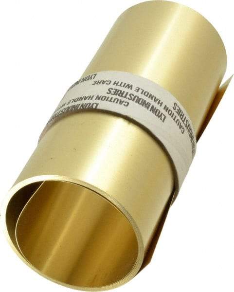 Made in USA - 100 Inch Long x 6 Inch Wide x 0.008 Inch Thick, Roll Shim Stock - Brass - USA Tool & Supply