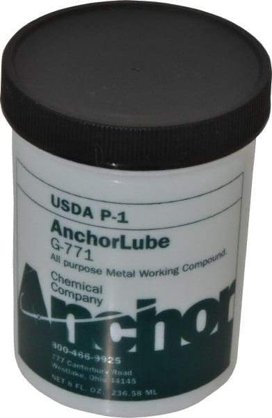 Made in USA - Anchorlube G-771, 1/2 Pt Jar Cutting Fluid - Water Soluble, For Broaching, Counterboring, Drawing, Drilling, Engraving, Fly-Cutting, Hole Extruding, Milling, Piercing, Punching, Sawing, Seat Forming, Spot Facing, Tapping - USA Tool & Supply