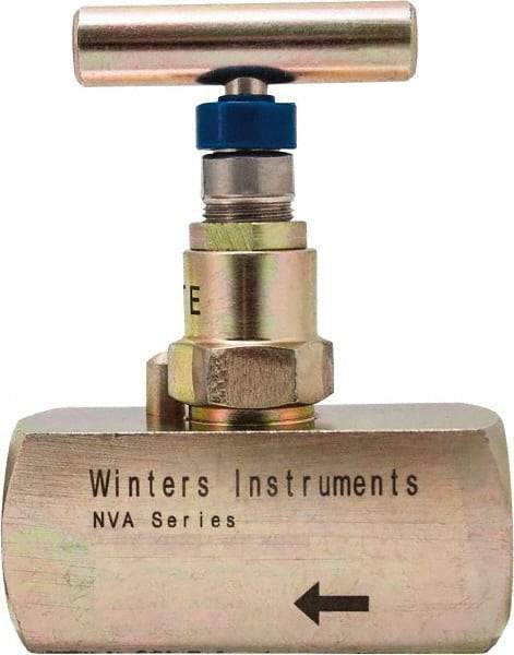 Value Collection - 1/2" Pipe, Inline Hard Seat Needle Valve - FNPT x FNPT Ends, Alloy Valve, 10,000 Max psi - USA Tool & Supply