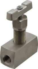 Made in USA - 3/8" Pipe, Inline Hard Seat Needle Valve - FNPT x FNPT Ends, Grade 316 Stainless Steel Valve, 10,000 Max psi - USA Tool & Supply