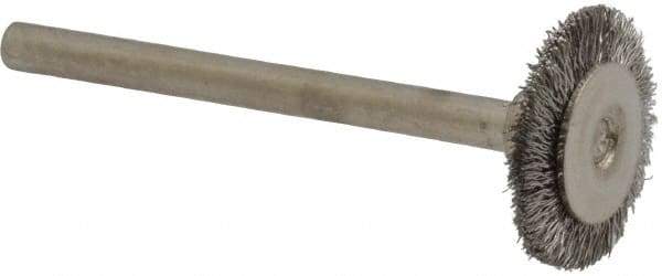 Osborn - 5/8" OD, 1/8" Shank Diam, Crimped Stainless Steel Wheel Brush - 0.005" Filament Diam, 25,000 RPM - USA Tool & Supply