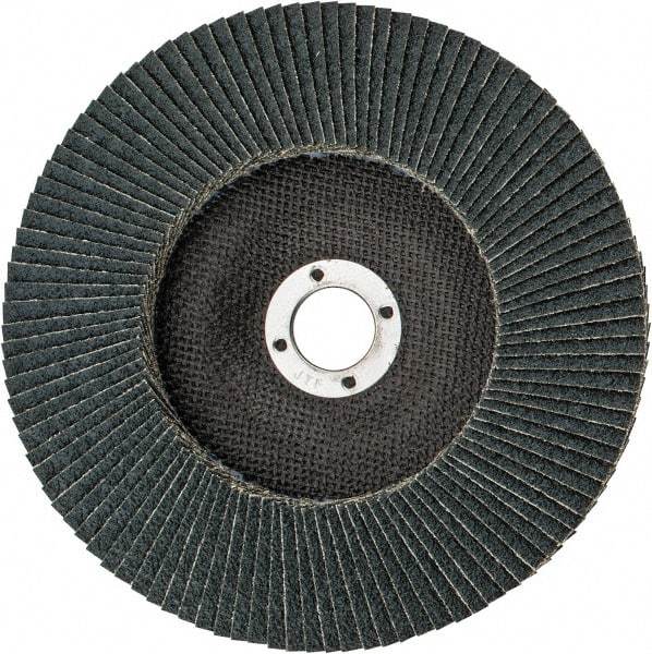 Weiler - 40 Grit, 7" Disc Diam, 7/8" Center Hole, Type 27 Zirconia Alumina Flap Disc - 8,600 Max RPM, Phenolic Backing, Arbor Attaching System, Coated - USA Tool & Supply