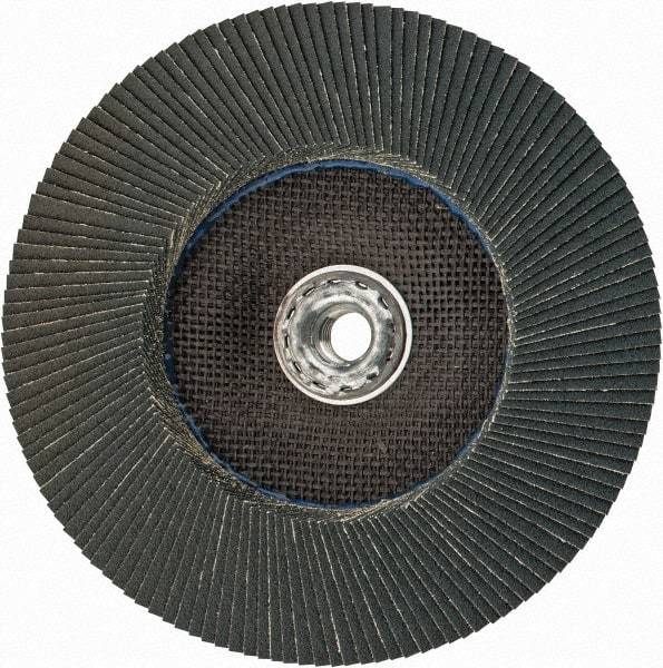 Weiler - 80 Grit, 7" Disc Diam, 5/8-11 Center Hole, Type 27 Zirconia Alumina Flap Disc - 8,600 Max RPM, Phenolic Backing, Arbor Attaching System, Coated - USA Tool & Supply