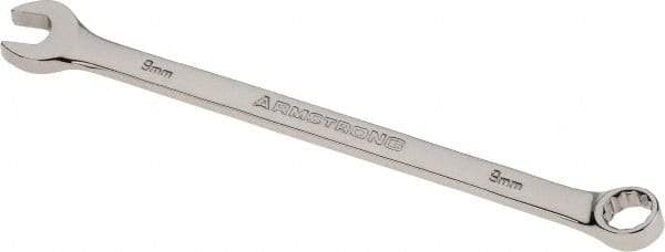 Armstrong - 9mm 12 Point Offset Combination Wrench - 15° Offset Angle, 6-1/8" OAL, Steel, Polished Finish - USA Tool & Supply
