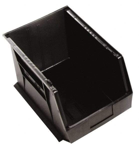Quantum Storage - 75 Lb. Load Capacity, 18" Deep, Black Polypropylene Hopper Stacking Bin - 10" High x 11" Wide x 18" Long - USA Tool & Supply