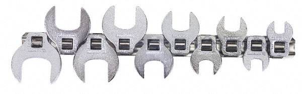 Blackhawk by Proto - 10 Piece 3/8" Drive Open End Crowfoot Wrench Set - 3/8 to 1", with Clip Rail - USA Tool & Supply