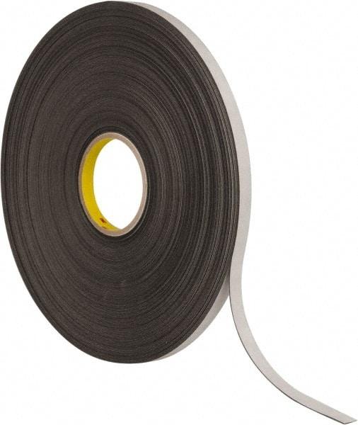 3M - 1/2" x 72 Yd Rubber Adhesive Double Sided Tape - 1/32" Thick, Black, Polyethylene Foam Liner, Continuous Roll, Series 4462B - USA Tool & Supply