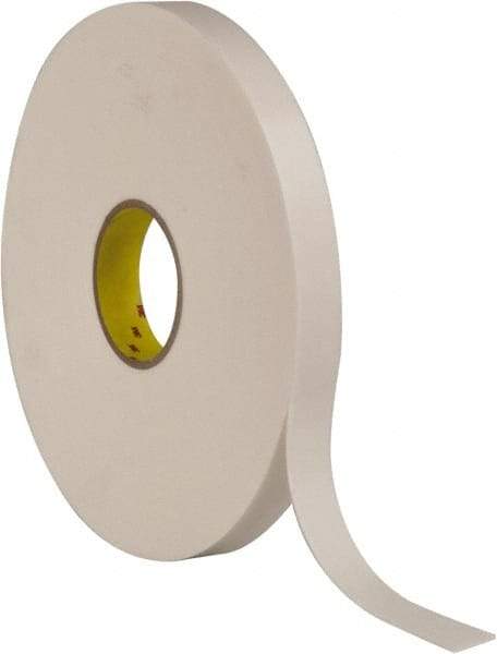 3M - 1" x 36 Yd Rubber Adhesive Double Sided Tape - 1/16" Thick, White, Polyethylene Foam Liner, Continuous Roll, Series 4466W - USA Tool & Supply
