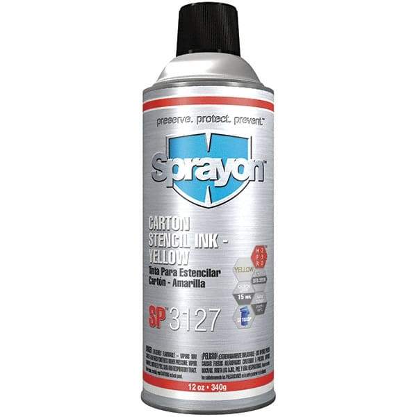 Sprayon - 16 Ounce Container, Yellow Stencil Ink - Nonporous - USA Tool & Supply