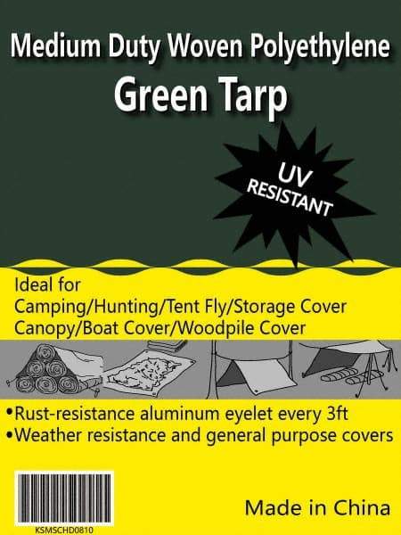 Value Collection - 60' Long x 40' Wide Polyethylene Tarp & Dust Cover - Green, 9 to 10 mil Thickness - USA Tool & Supply