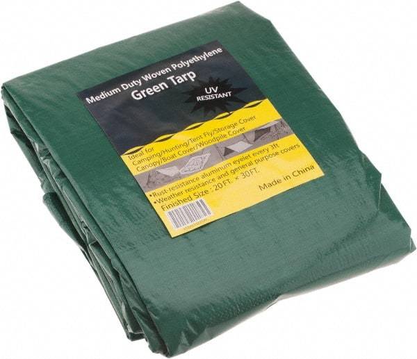 Value Collection - 30' Long x 20' Wide Polyethylene Tarp & Dust Cover - Green, 9 to 10 mil Thickness - USA Tool & Supply