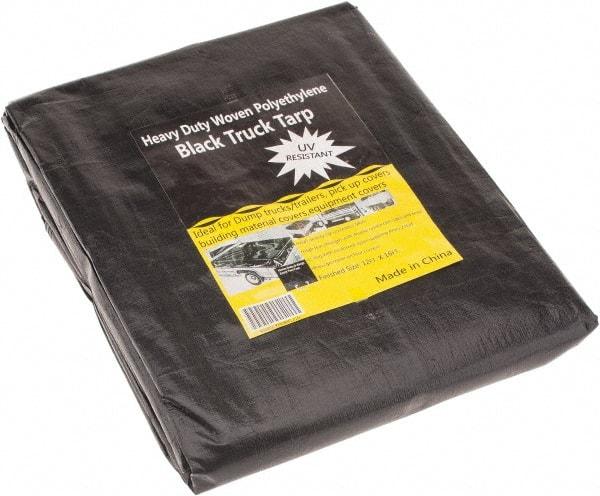 Value Collection - 16' Long x 12' Wide Polyethylene Tarp & Dust Cover - Black, Grommet, 11 to 12 mil Thickness - USA Tool & Supply