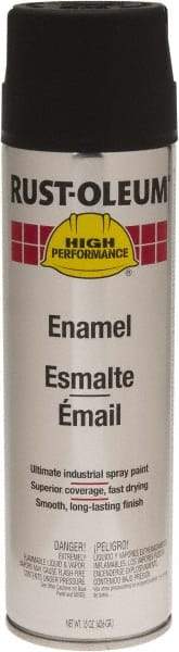 Rust-Oleum - Black, 15 oz Net Fill, Flat, Enamel Spray Paint - 14 Sq Ft per Can, 15 oz Container, Use on Rust Proof Paint - USA Tool & Supply