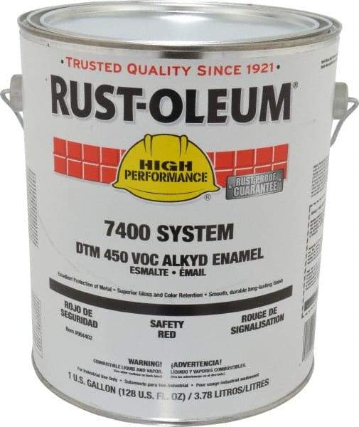 Rust-Oleum - 1 Gal Safety Red Gloss Finish Industrial Enamel Paint - Interior/Exterior, Direct to Metal, <450 gL VOC Compliance - USA Tool & Supply