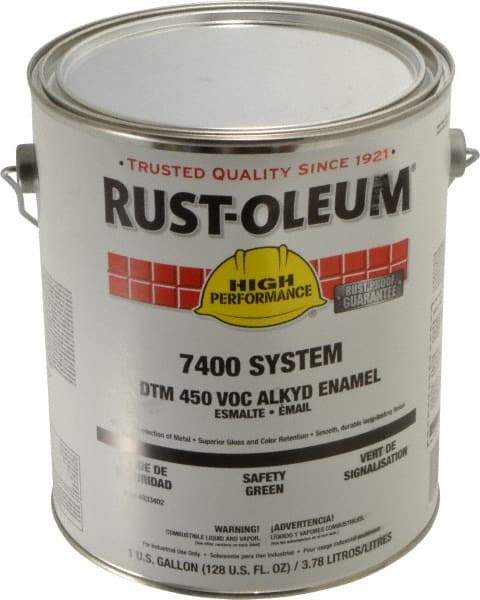 Rust-Oleum - 1 Gal Safety Green Gloss Finish Industrial Enamel Paint - Interior/Exterior, Direct to Metal, <450 gL VOC Compliance - USA Tool & Supply