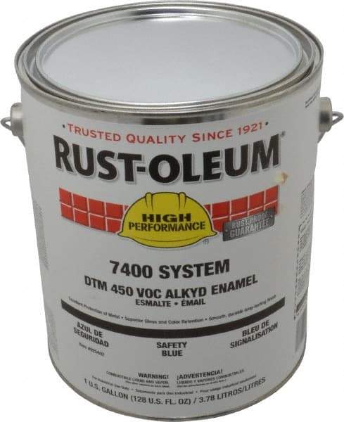 Rust-Oleum - 1 Gal Safety Blue Gloss Finish Industrial Enamel Paint - Interior/Exterior, Direct to Metal, <450 gL VOC Compliance - USA Tool & Supply