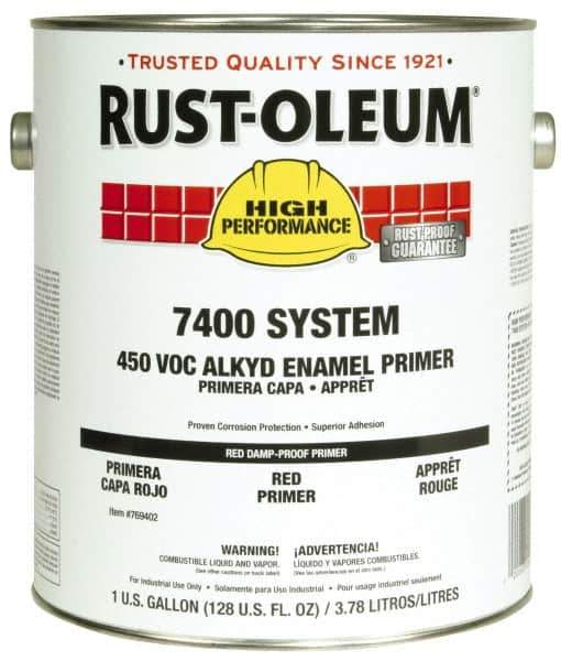 Rust-Oleum - 1 Gal Red Damp-Proof Primer - 230 to 435 Sq Ft/Gal, <450 gL Content, Direct to Metal, Quick Drying - USA Tool & Supply