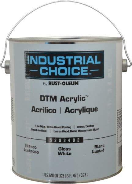 Rust-Oleum - 1 Gal White Gloss Finish Alkyd Enamel Paint - Interior/Exterior, Direct to Metal, <250 gL VOC Compliance - USA Tool & Supply