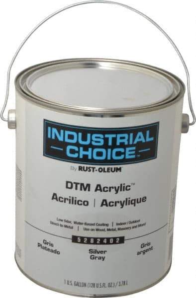 Rust-Oleum - 1 Gal Silver Gray Semi Gloss Finish Alkyd Enamel Paint - Interior/Exterior, Direct to Metal, <250 gL VOC Compliance - USA Tool & Supply