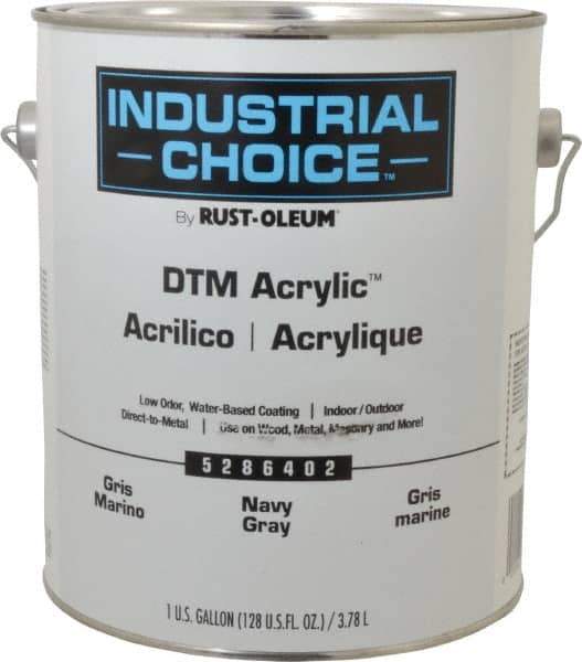 Rust-Oleum - 1 Gal Navy Gray Semi Gloss Finish Alkyd Enamel Paint - Interior/Exterior, Direct to Metal, <250 gL VOC Compliance - USA Tool & Supply
