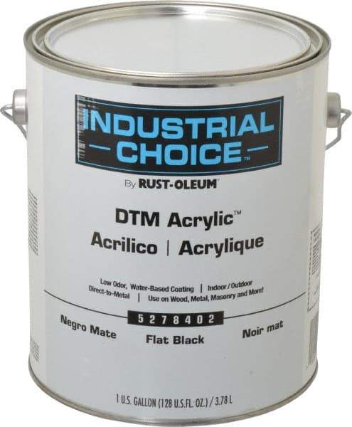 Rust-Oleum - 1 Gal Black Flat Finish Acrylic Enamel Paint - Interior/Exterior, Direct to Metal, <250 gL VOC Compliance - USA Tool & Supply