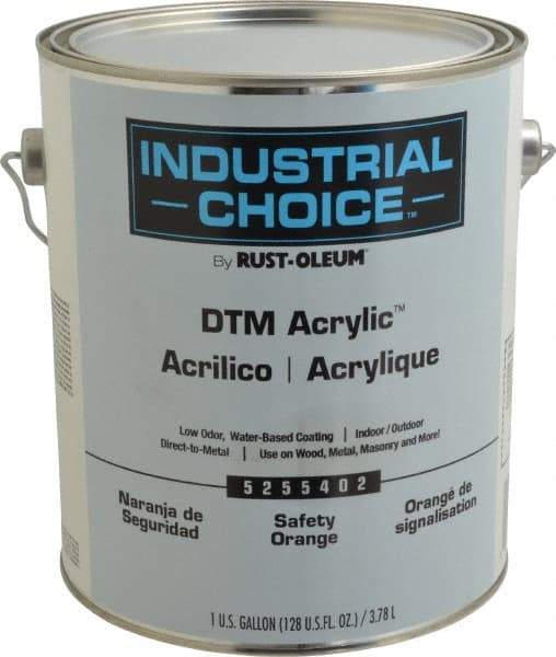 Rust-Oleum - 1 Gal Safety Orange Semi Gloss Finish Alkyd Enamel Paint - Interior/Exterior, Direct to Metal, <250 gL VOC Compliance - USA Tool & Supply