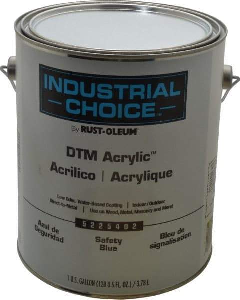 Rust-Oleum - 1 Gal Safety Blue Semi Gloss Finish Alkyd Enamel Paint - Interior/Exterior, Direct to Metal, <250 gL VOC Compliance - USA Tool & Supply