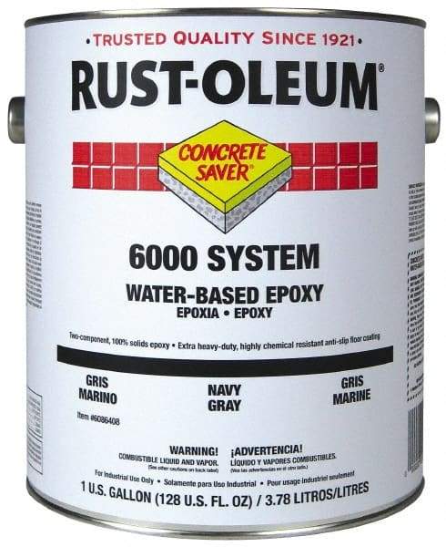 Rust-Oleum - 1 Gal High Gloss Navy Gray Water-Based Epoxy - 200 to 350 Sq Ft/Gal Coverage, <250 g/L VOC Content - USA Tool & Supply