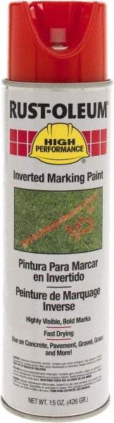 Rust-Oleum - 15 fl oz Orange Marking Paint - 300' to 350' Coverage at 1-1/2" Wide, Solvent-Based Formula - USA Tool & Supply