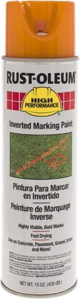 Rust-Oleum - 15 fl oz Orange Marking Paint - 300' to 350' Coverage at 1-1/2" Wide, Solvent-Based Formula - USA Tool & Supply