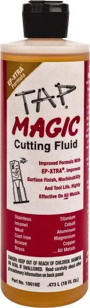 Tap Magic - Tap Magic EP-Xtra, 1 Pt Bottle Cutting & Tapping Fluid - Semisynthetic, For Boring, Broaching, Drilling, Engraving, Facing, Milling, Reaming, Sawing, Threading, Turning - USA Tool & Supply