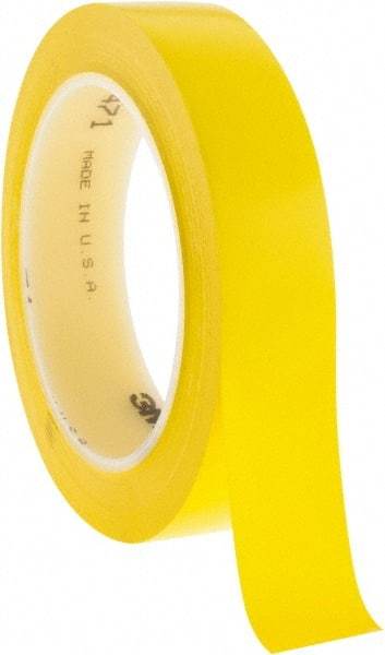 3M - Yellow Solid Color Vinyl Tape - 1" Wide x 108' Long x 5.2 mil Thick, General Traffic - USA Tool & Supply