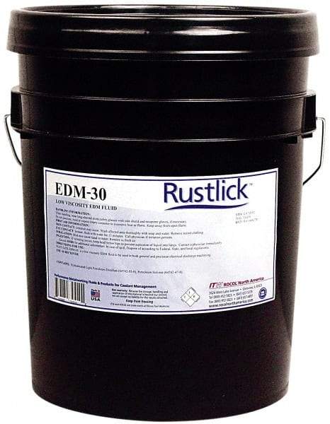 Rustlick - Rustlick EDM-30, 5 Gal Pail EDM/Dielectric Fluid - Straight Oil, For Electric Discharge Machining - USA Tool & Supply