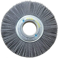 Weiler - 8" OD, 2" Arbor Hole, Crimped Nylon Wheel Brush - 1" Face Width, 2-1/4" Trim Length, 0.04" Filament Diam, 3,600 RPM - USA Tool & Supply