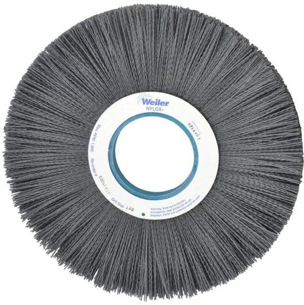 Weiler - 12" OD, 3-1/4" Arbor Hole, Crimped Nylon Wheel Brush - 1" Face Width, 3-5/16" Trim Length, 0.04" Filament Diam, 1,800 RPM - USA Tool & Supply