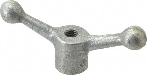 Gibraltar - 2 Offset Arms, 5/8-11" Hole, Zinc Plated, Tapped Speed Handle - 2-1/2" High, 9/16" Arm Diam, 1-3/8" Hub Diam, 7/8" Ball Diam - USA Tool & Supply