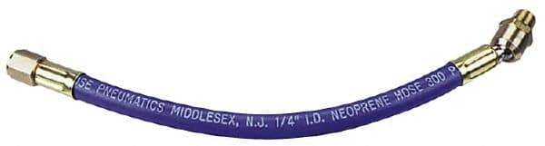 Coilhose Pneumatics - 1/4" ID 2' Long Lead-In Whip Hose - FNPT x MNPT Ball Swivel Ends, 300 Working psi, -40 to 212°F, 1/4" Fitting, - USA Tool & Supply