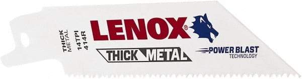 Lenox - 4" Long x 3/4" Thick, Bi-Metal Reciprocating Saw Blade - Tapered Profile, 14 TPI, Toothed Edge, Universal Shank - USA Tool & Supply