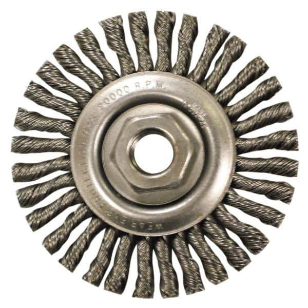 Anderson - 4" OD, M10x1.50 Arbor Hole, Knotted Stainless Steel Wheel Brush - 1/4" Face Width, 7/8" Trim Length, 0.02" Filament Diam, 20,000 RPM - USA Tool & Supply