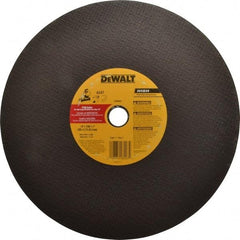 DeWALT - 14" Aluminum Oxide Cutoff Wheel - 7/64" Thick, 1" Arbor, 5,000 Max RPM, Use with Stationary Tools - USA Tool & Supply