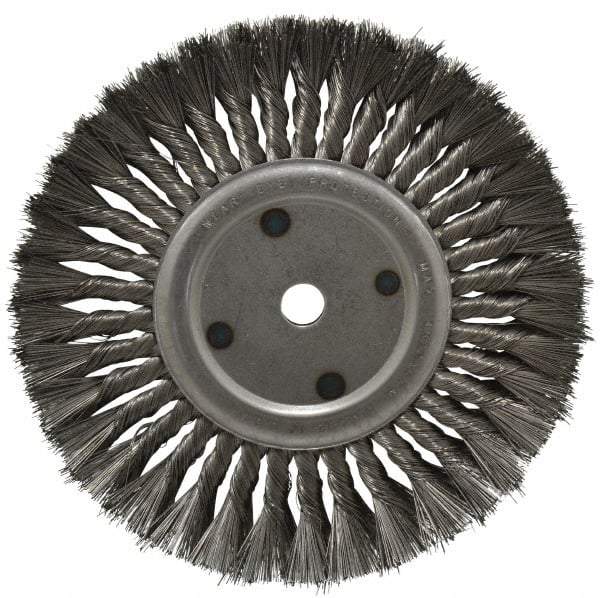 Anderson - 10" OD, 3/4" Arbor Hole, Knotted Steel Wheel Brush - 11/16" Face Width, 2-1/4" Trim Length, 0.016" Filament Diam, 4,500 RPM - USA Tool & Supply