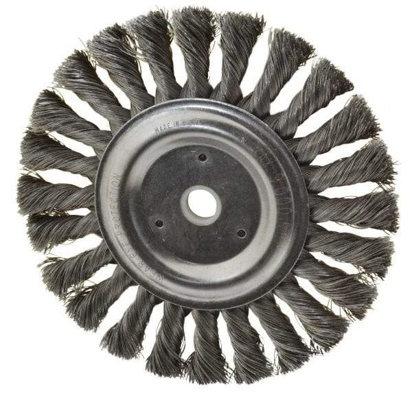 Anderson - 6" OD, 1/2" Arbor Hole, Knotted Steel Wheel Brush - 1/2" Face Width, 1-7/16" Trim Length, 0.0118" Filament Diam, 9,000 RPM - USA Tool & Supply